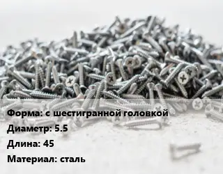 Шуруп с шестигранной головкой 5.5х45 сталь